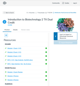 Screenshot for Introduction to Biotechnology 2 TX Dual Credit Course