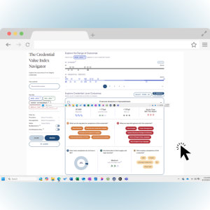 Image of computer window with an interactive dashboard